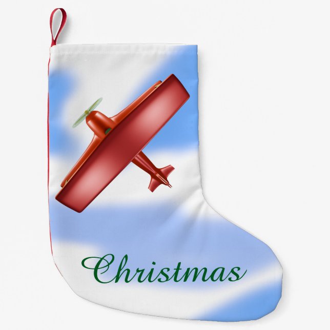 Popcorn Anime Cool Red Aviation Christmas Stocking (Front)