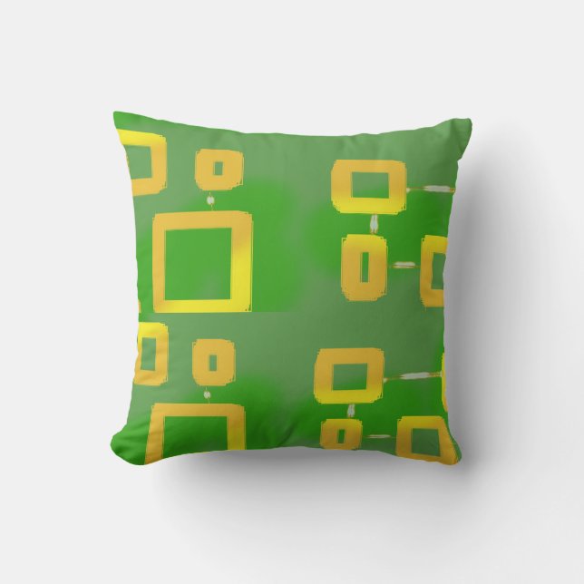 Popcorn Anime Future Retro Green Throw Pillow (Front)