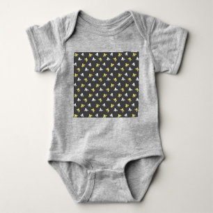 Popcorn Baby Bodysuit (Dark Grey & Butter Yellow)