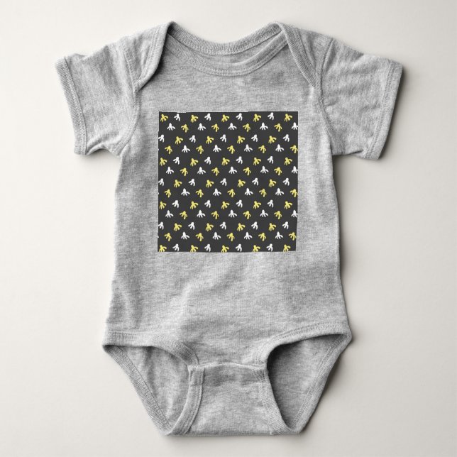 Popcorn Baby Bodysuit (Dark Grey & Butter Yellow) (Front)