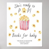 Popcorn baby shower - books for baby poster