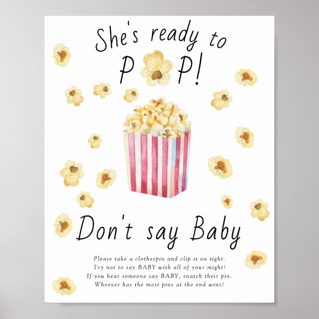 Popcorn baby shower - Don't say baby Poster (Front)