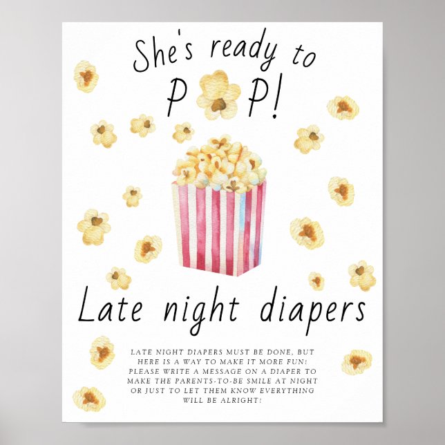 Popcorn baby shower - Late night diapers game Poster (Front)