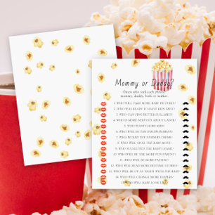 Popcorn baby shower Mommy or daddy game