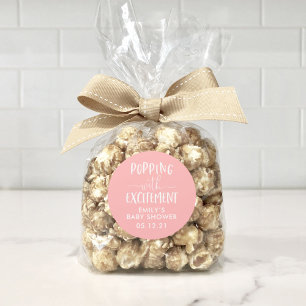 Popcorn Baby Shower Popping with Excitement Favour Classic Round Sticker