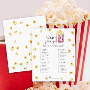 Popcorn baby shower - What's in your purse game