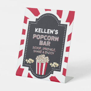 Popcorn Bar - Pedestal Table Sign for Party