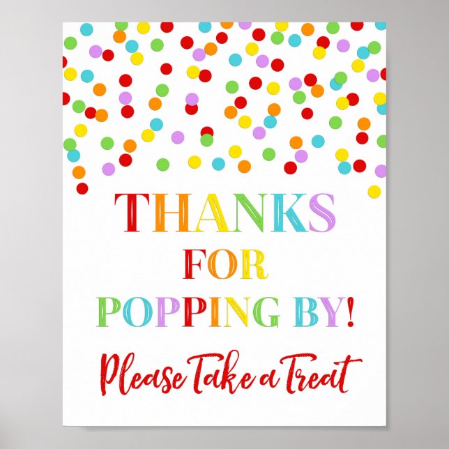 Popcorn Bar Sign Rainbow Confetti (Front)