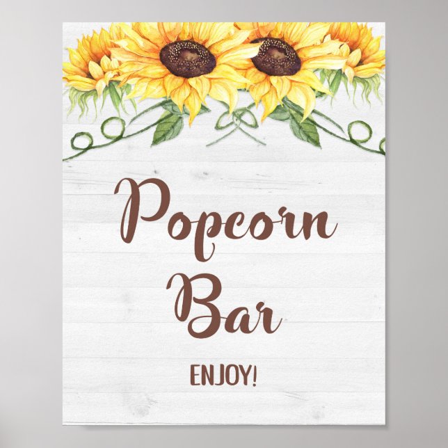 POPCORN BAR Sunflower Shower or Party Sign (Front)
