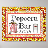 Popcorn Bar Wedding or Baby Shower Sign Poster