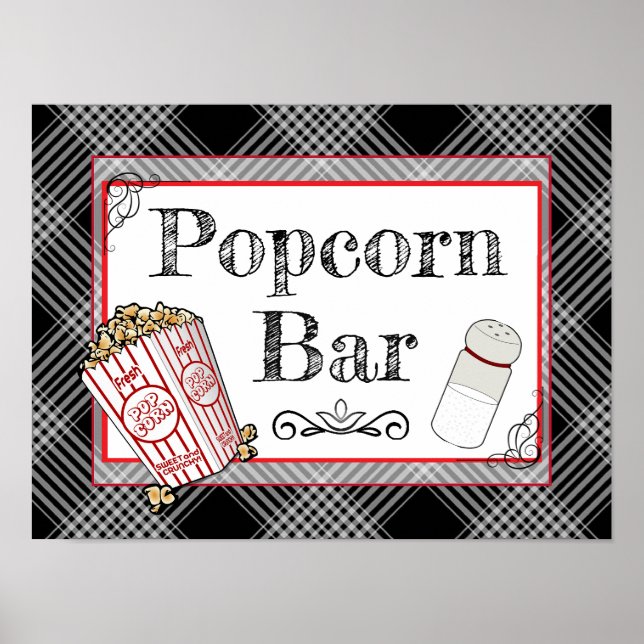 Popcorn Bar Wedding or Baby Shower Sign Poster (Front)