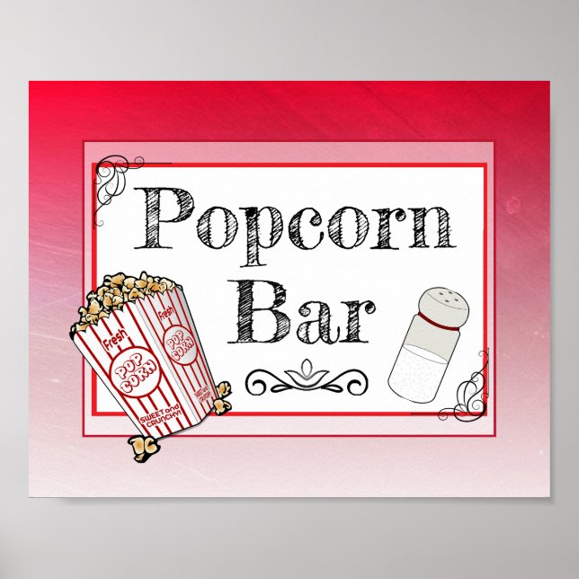Popcorn Bar Wedding Red Sign Poster (Front)