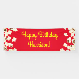 Popcorn Birthday Party Movie Theater Banner