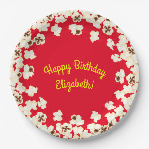 Popcorn Birthday Party Movie Theater Paper Plate