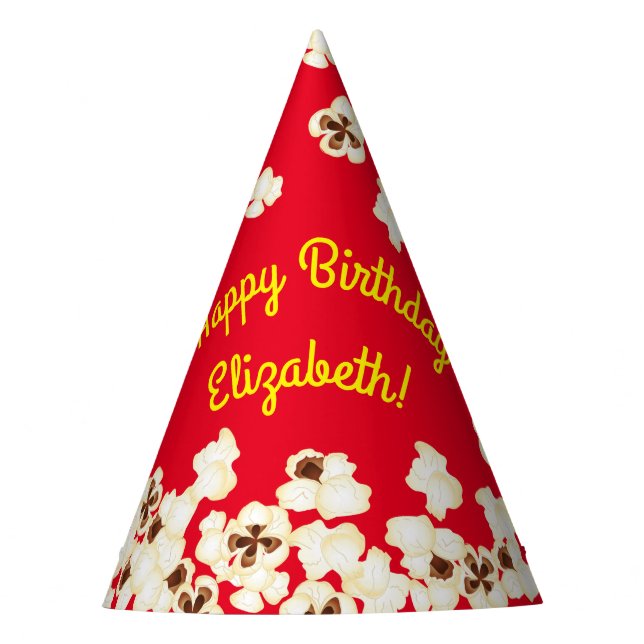 Popcorn Birthday Party Movie Theatre Party Hat (Front)
