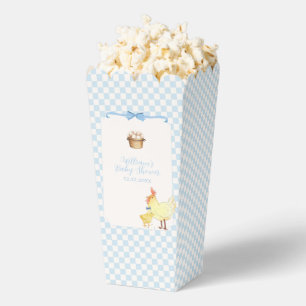Popcorn Blue Gingham Little Chick Boy Baby Shower Favour Box