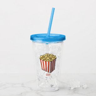 Popcorn cartoon illustration acrylic tumbler