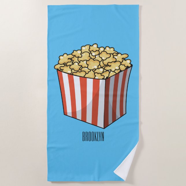 Popcorn cartoon illustration  beach towel (Front)