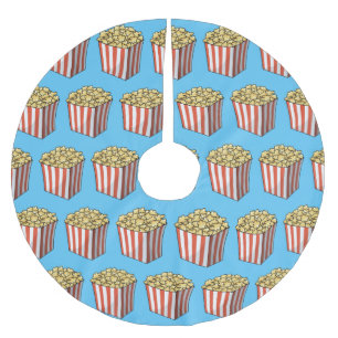 Popcorn cartoon illustration  brushed polyester tree skirt