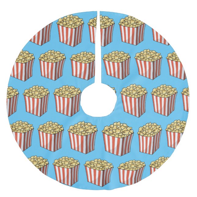 Popcorn cartoon illustration  brushed polyester tree skirt (Front)