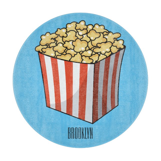 Popcorn cartoon illustration  cutting board (Front)