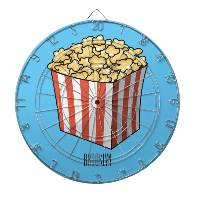 Popcorn cartoon illustration  dartboard (Front)