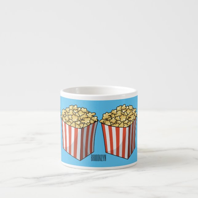 Popcorn cartoon illustration  espresso cup (Front)