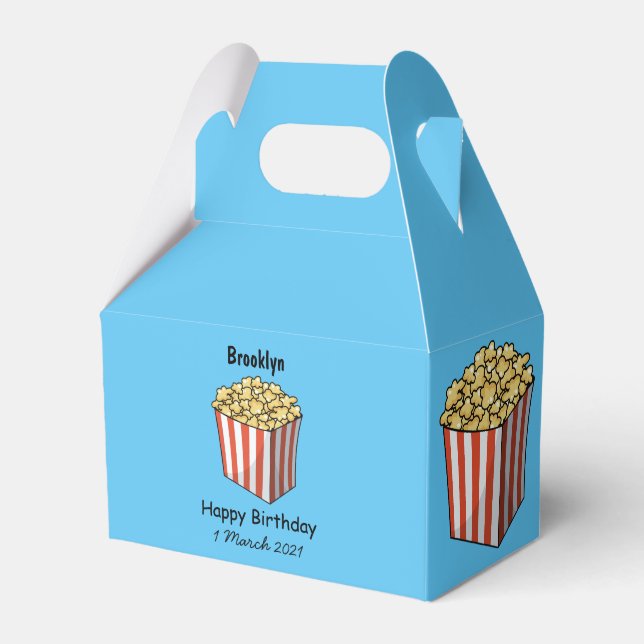 Popcorn cartoon illustration favour box (Front Side)