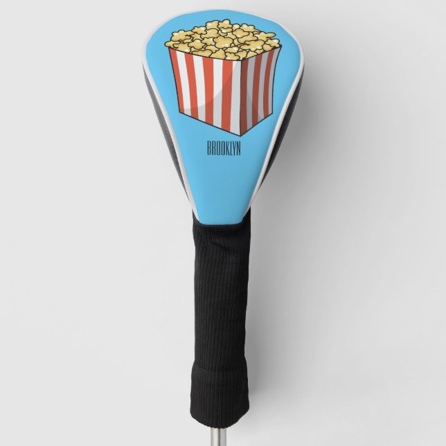 Popcorn cartoon illustration  golf head cover (Front)