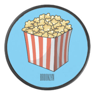 Popcorn cartoon illustration hockey puck