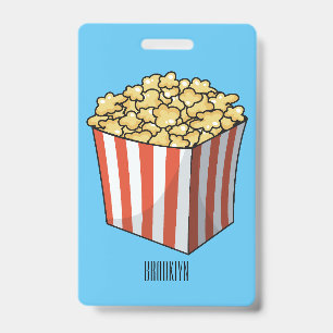 Popcorn cartoon illustration  ID badge