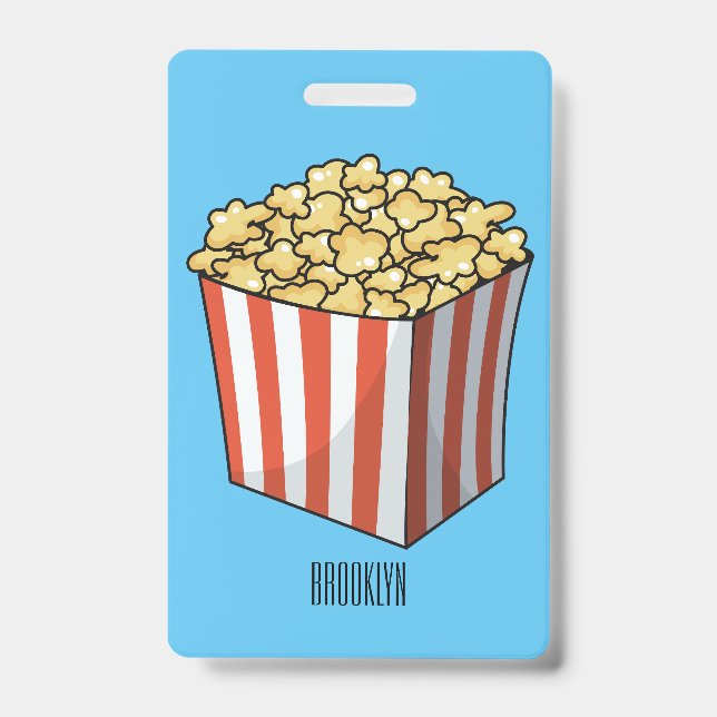 Popcorn cartoon illustration  ID badge (Front)