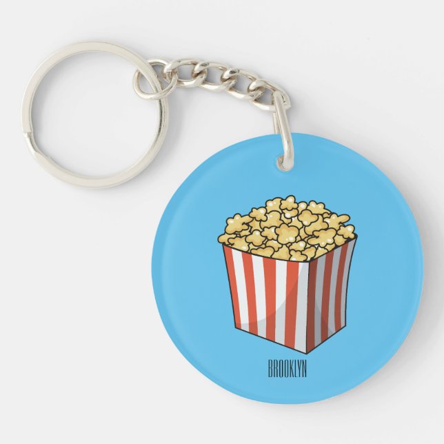 Popcorn cartoon illustration  key ring (Front)