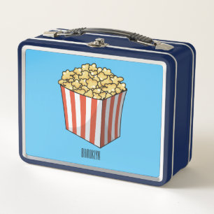 Popcorn cartoon illustration metal lunch box
