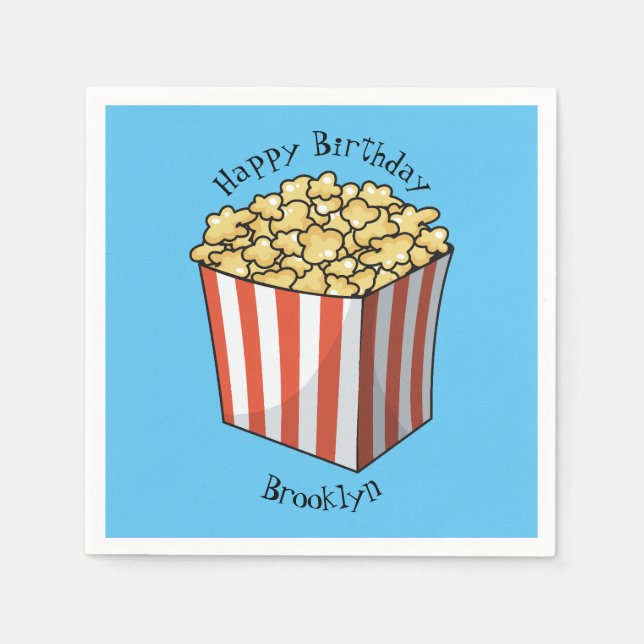 Popcorn cartoon illustration  napkin (Front)