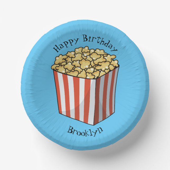 Popcorn cartoon illustration  paper plate (Front)