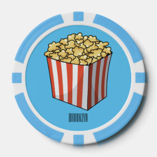 Popcorn cartoon illustration poker chips