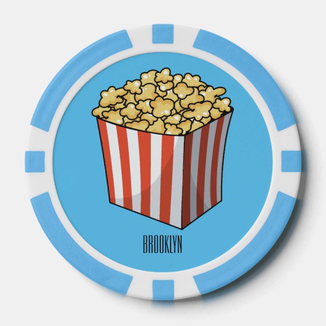 Popcorn cartoon illustration  poker chips (Front)