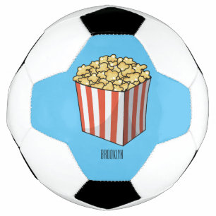 Popcorn cartoon illustration  soccer ball