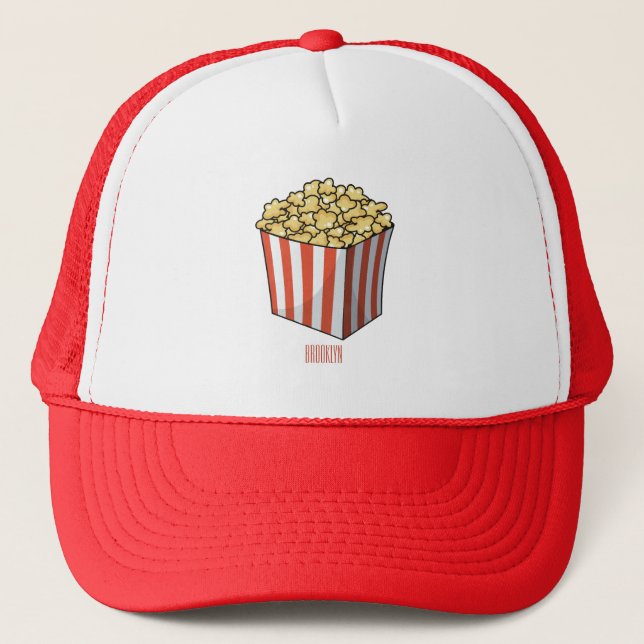 Popcorn cartoon illustration  trucker hat (Front)