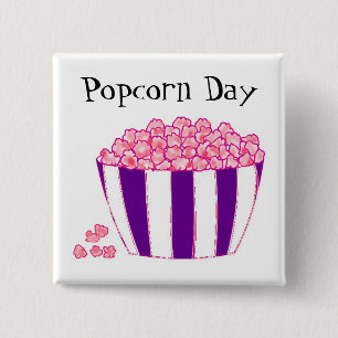 Popcorn Day 15 Cm Square Badge