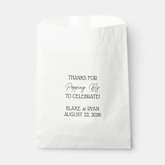 Popcorn Favour Bags: Thanks for Popping By Bags (Front)