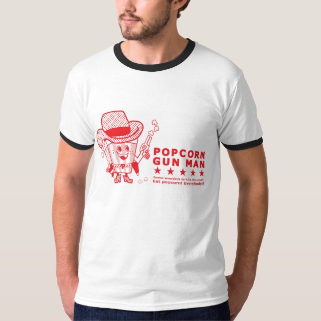 popcorn gun man T-Shirt (Front)