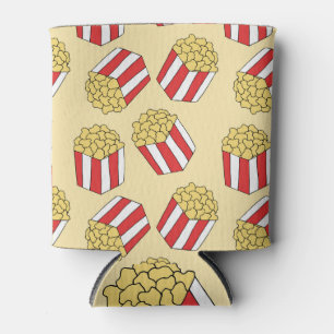 Popcorn hand drawn, colourful seamless pattern. can cooler