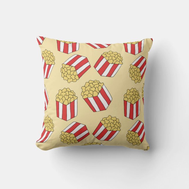 Popcorn hand drawn, colourful seamless pattern. cushion (Front)