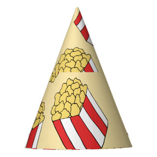 Popcorn hand drawn, colourful seamless pattern. party hat
