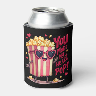 Popcorn Heart Pop Valentine Design Can Cooler