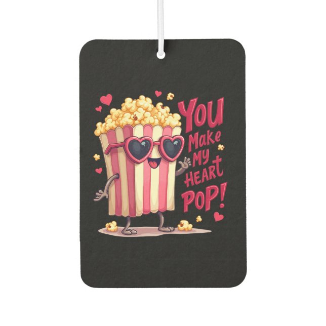 Popcorn Heart Pop Valentine Design Car Air Freshener (Front)