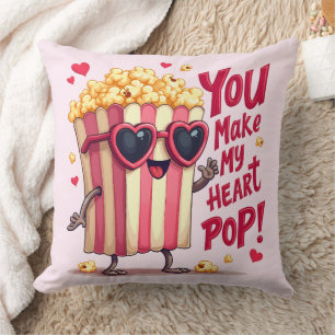 Popcorn Heart Pop Valentine Design Cushion