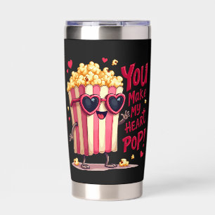 Popcorn Heart Pop Valentine Design Insulated Tumbler